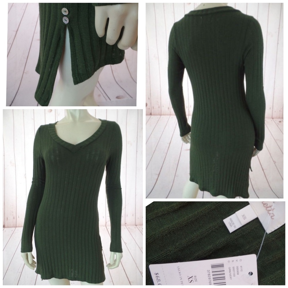 Deletta Green Ribbed Knit Top - Picture 3 of 7